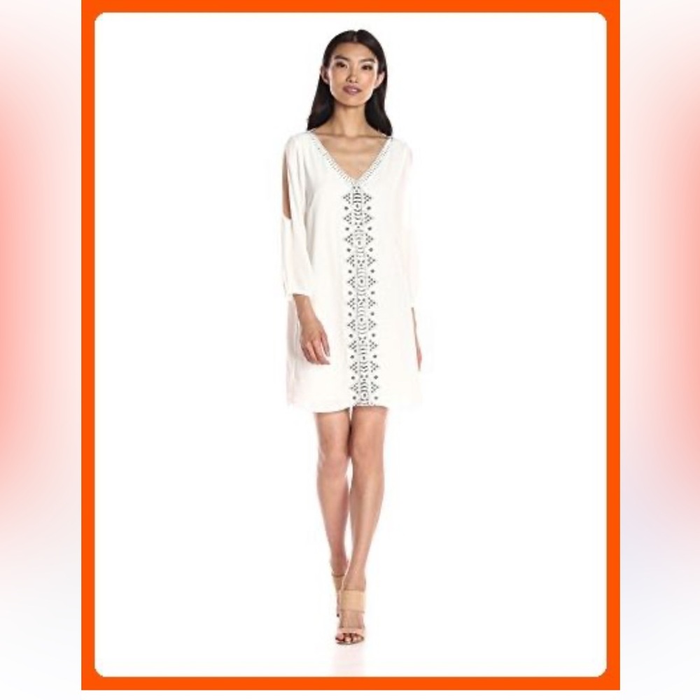 L  Women's Vira Open Sleeve Beaded Shift Dress